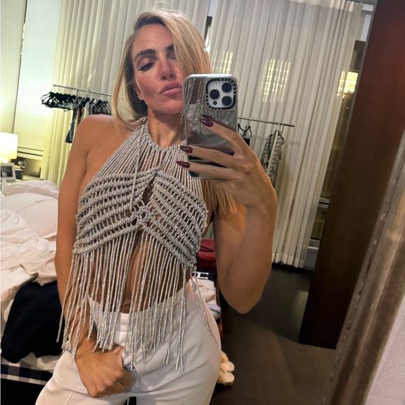 GIUSEPPE DI MORABITO FRINGE TOP IN SILVER NEVER WORN ONE SIZE - Picture 11 of 12